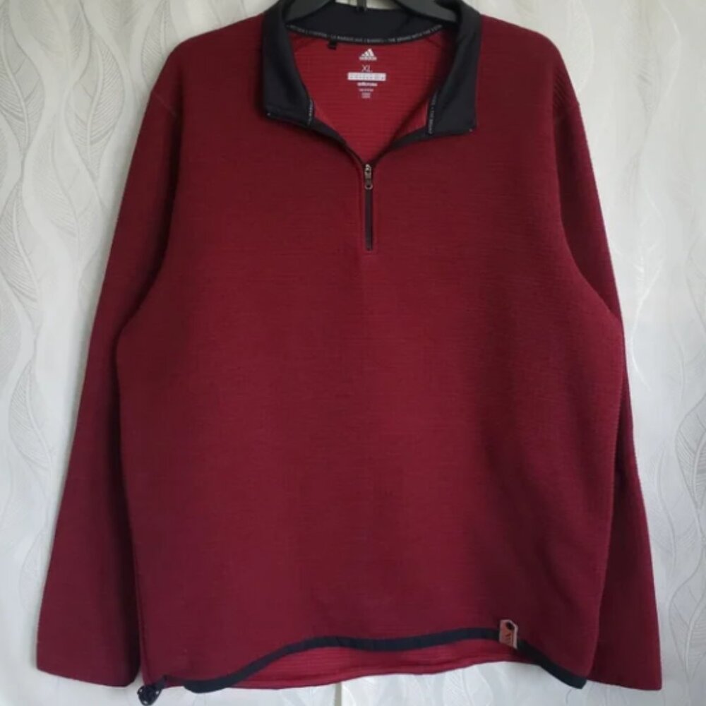 Adidas Adicross Red & Black Textured Quarter Zip Pullover